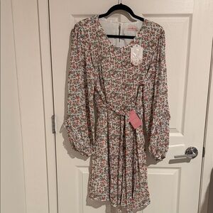 Ivy City Co Floral Long Sleeve Dress - Red and Green